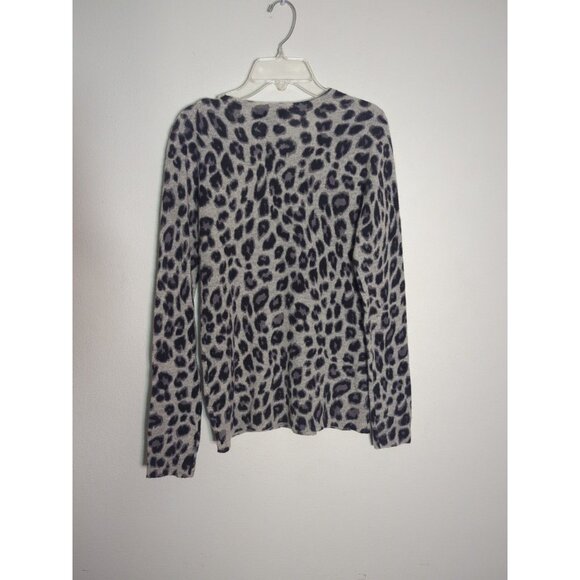 Charter Club Womens 100% Cashmere Sweater Leopard Animal Print Grey White XS - Picture 7 of 7